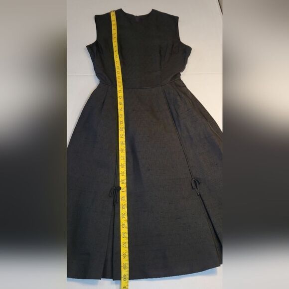 Gay Gibson Vintage 60s Black Dress A-Line Mod Style Inverted Pleated Skirt - Picture 12 of 15